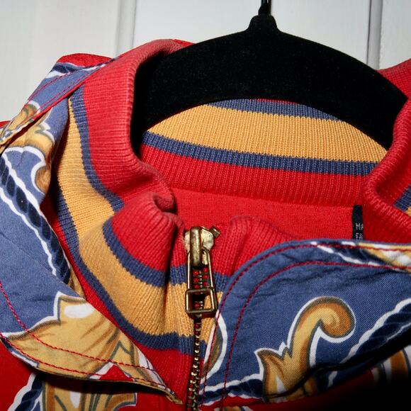 Lis Sport Vintage Baroque print 80s 90s Red Blue Gold Sailor Windbreaker Medium - Picture 5 of 8